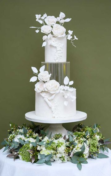bluebell kitchen kent wedding cakes white floral floating tier