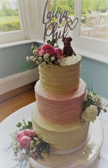 gails cake pantry butter cream pink white ribbed effect wedding cake