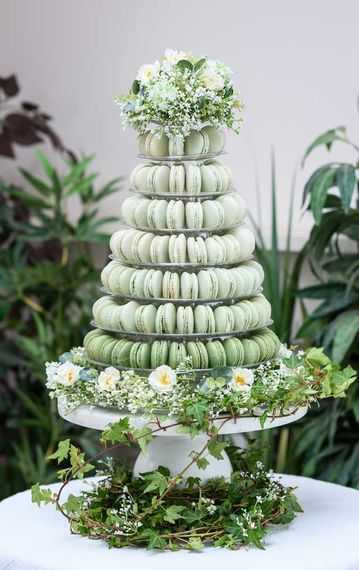 bluebell kitchen kent macaron wedding cake tower in green ombre
