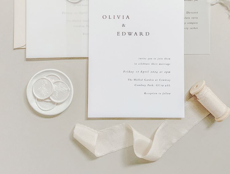 peony rose 2 simple elegant wedding invitation