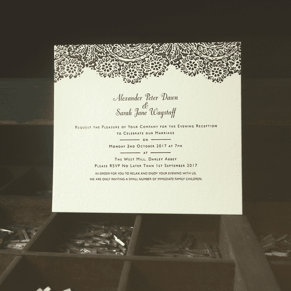the smallprint company lace wedding invitation