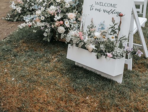 signed by charlotte flower box wedding welcome sign hayne house louise roots emma collyer