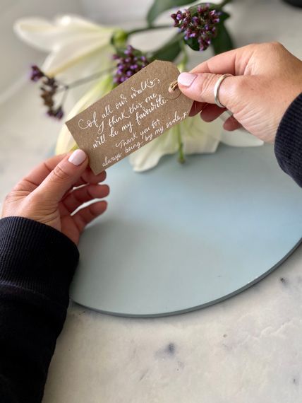 mint lettering gift tag for a father of the bride. 
