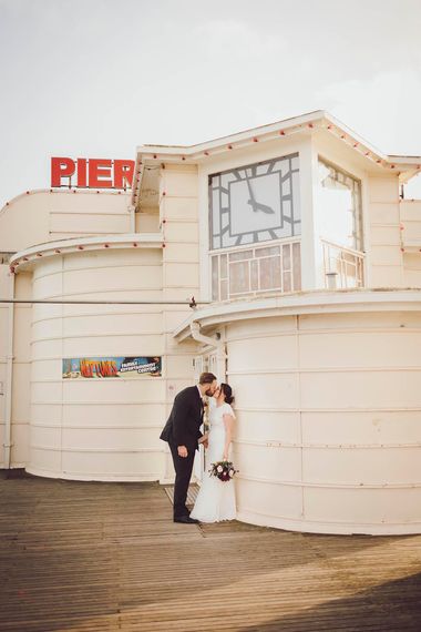 outside and instant photography wedding worthing pier bride and groom   copy