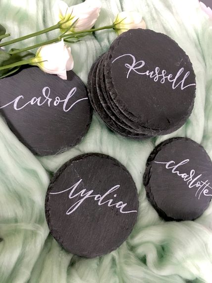 mint lettering slate coaster guest place settings