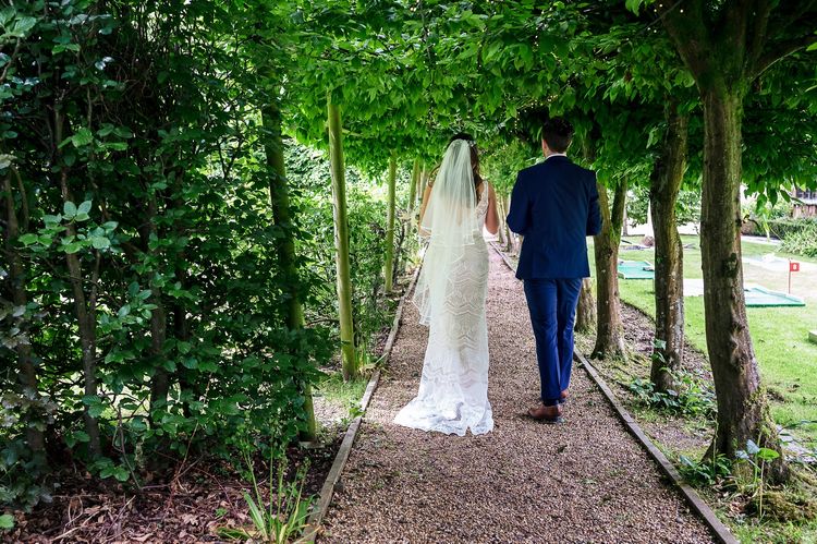 langshott manor lm bride  groom in the gardens web