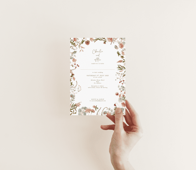 little ivory weddings in the meadow wildflower wedding invitation