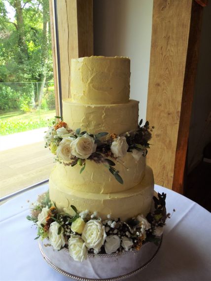 gails cake pantry 4 tier textured buttercream floral band wedding cake