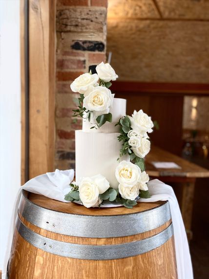 bloom bakehouse sage and white wedding cake