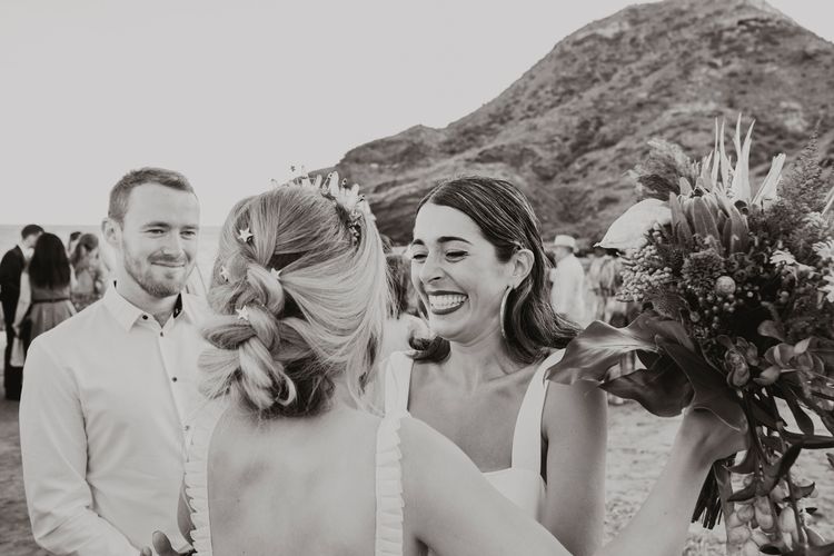 Guests at Spanish beach wedding