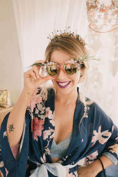 Sunglasses made by bride's friend