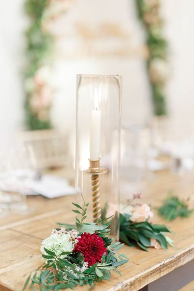 Candle Stick & Taper Candle | Wedding Reception Decor | Red New Years Eve Winter Wedding at Iscoyd Park, Shropshire | White Stag Wedding Photography | Lovetwofilm