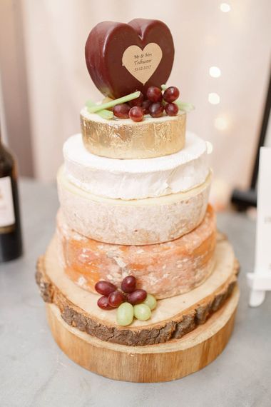Cheese Tower Wedding Cake | Red New Years Eve Winter Wedding at Iscoyd Park, Shropshire | White Stag Wedding Photography | Lovetwofilm