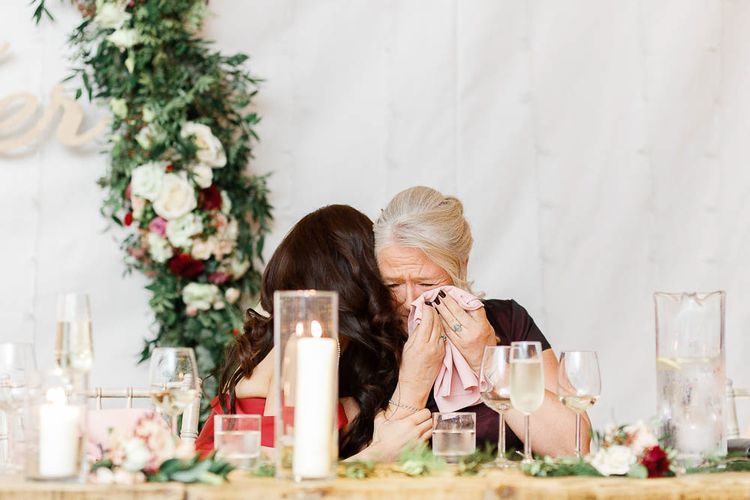 Wedding Reception Speeches | Bride in Bespoke Red Gown from agape Bridal Boutique | Groom in Slaters Suit | Red New Years Eve Winter Wedding at Iscoyd Park, Shropshire | White Stag Wedding Photography | Lovetwofilm