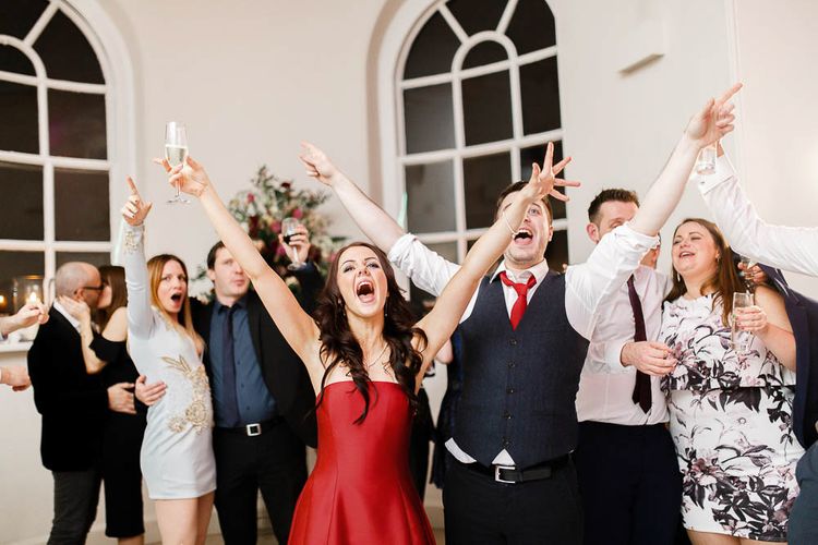 Evening Reception | Red New Years Eve Winter Wedding at Iscoyd Park, Shropshire | White Stag Wedding Photography | Lovetwofilm