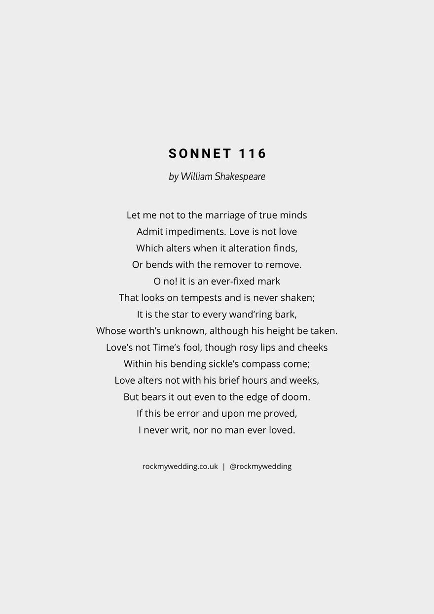 116 Poem Shakespeare Sonnet Love Poem