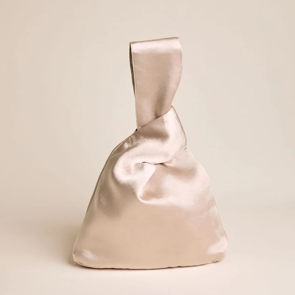 Satin bridal pouch bag from Six Stories in "oyster" colour