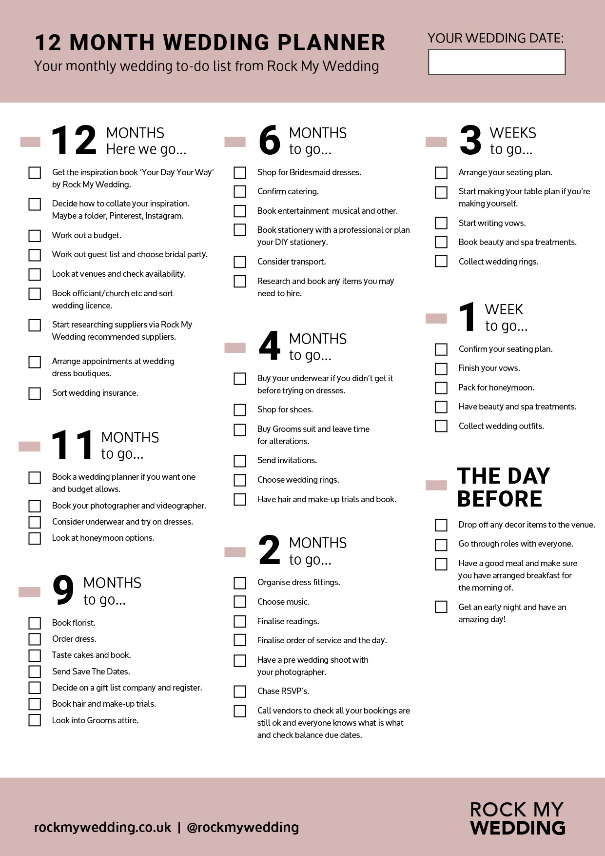12 month wedding planning checklist