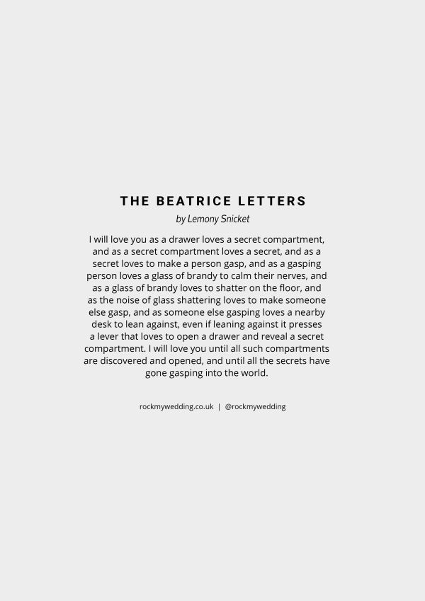 The Beatrice Letters by Lemony Snicket Wedding Reading