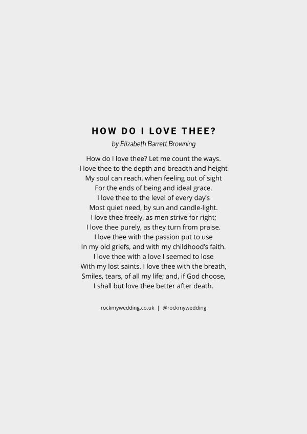 How Do I Love Thee by Elizabeth Barrett Browning Wedding Reading