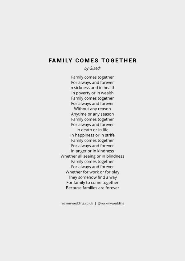 Family Comes Together Poem by Glaedr Wedding Reading
