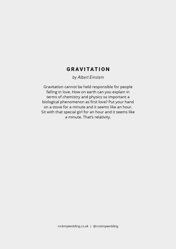 Gravitation Wedding Poem by Albert Einstein