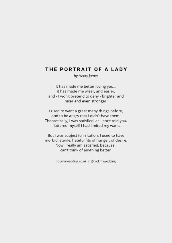 The Portrait of a Lady by Henry James Wedding Reading