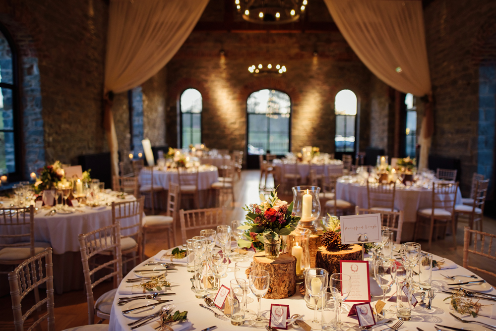 Red & Gold Rustic Winter Wedding at The Carriage Rooms on