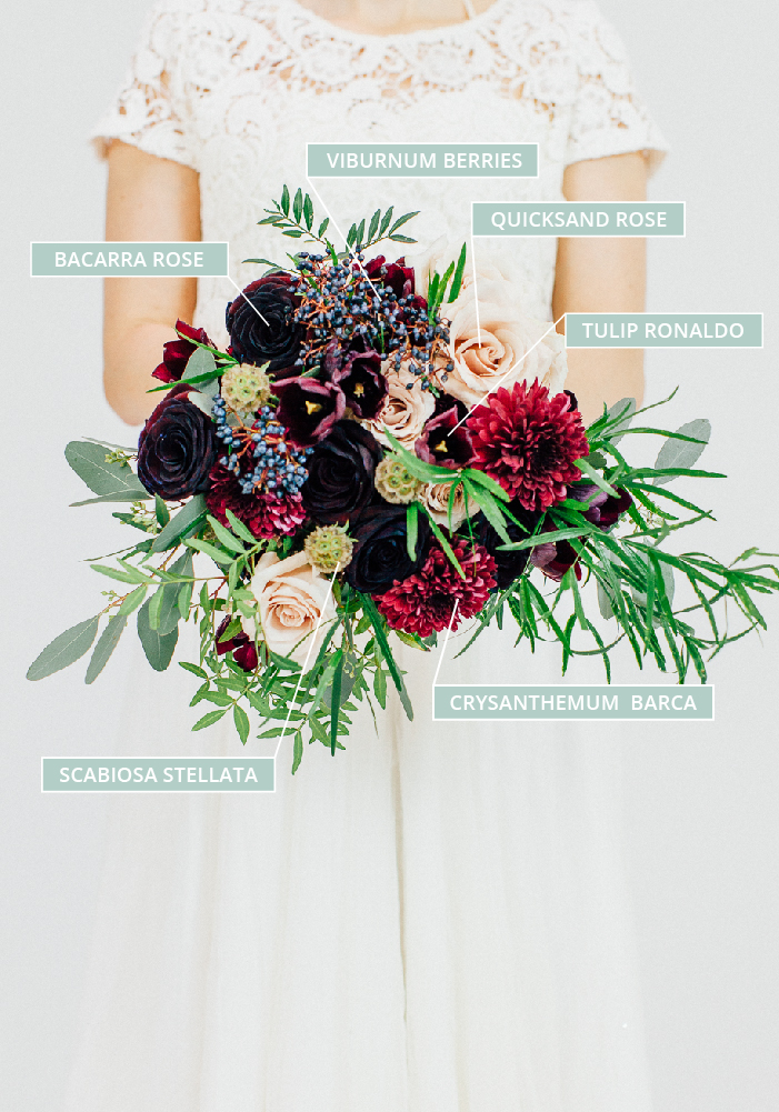Winter Wedding Bouquets With Berry Coloured Blooms Amp Foliage