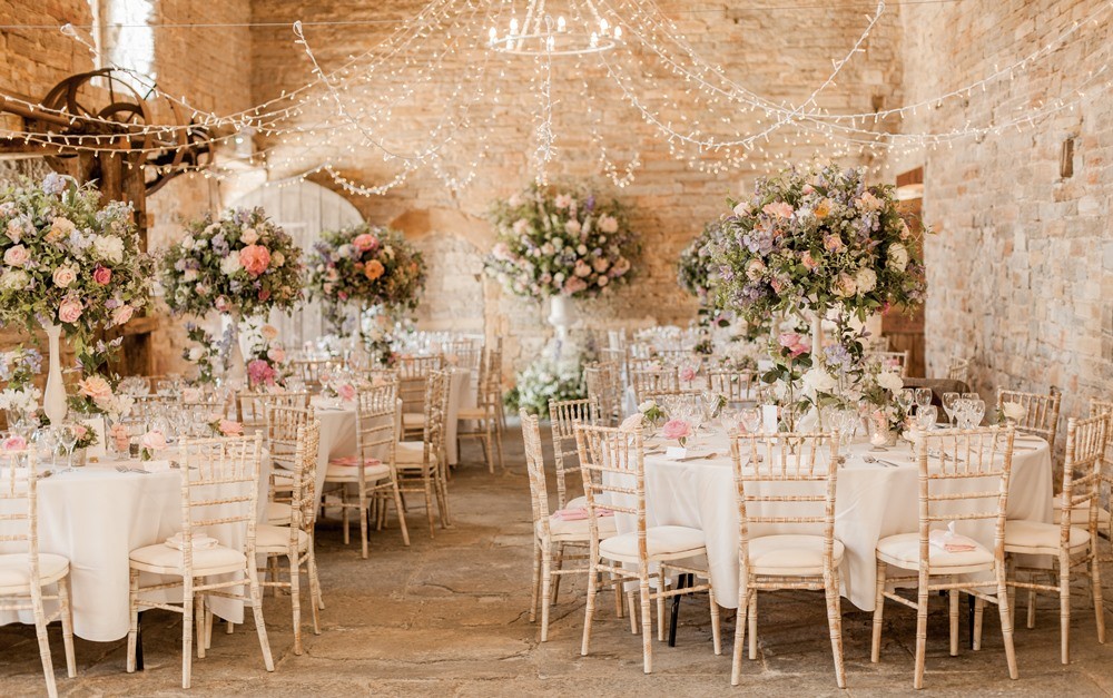 Almonry Barn Romantic  Wedding  with Pink Colour Scheme 