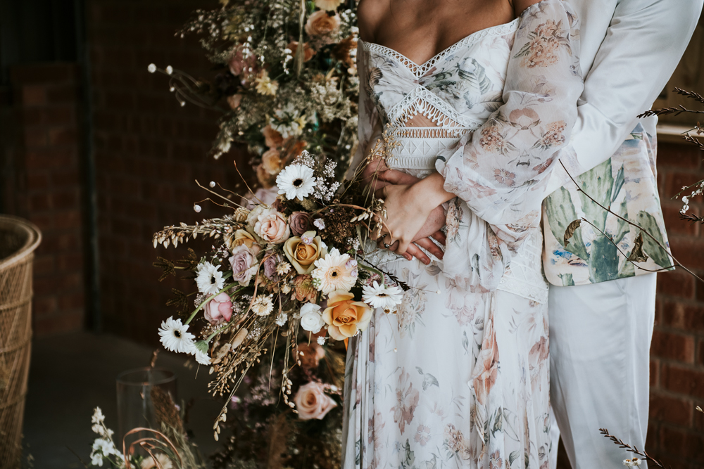 Dried Flowers  Floral  Wedding  Dress  for Luxury Boho 