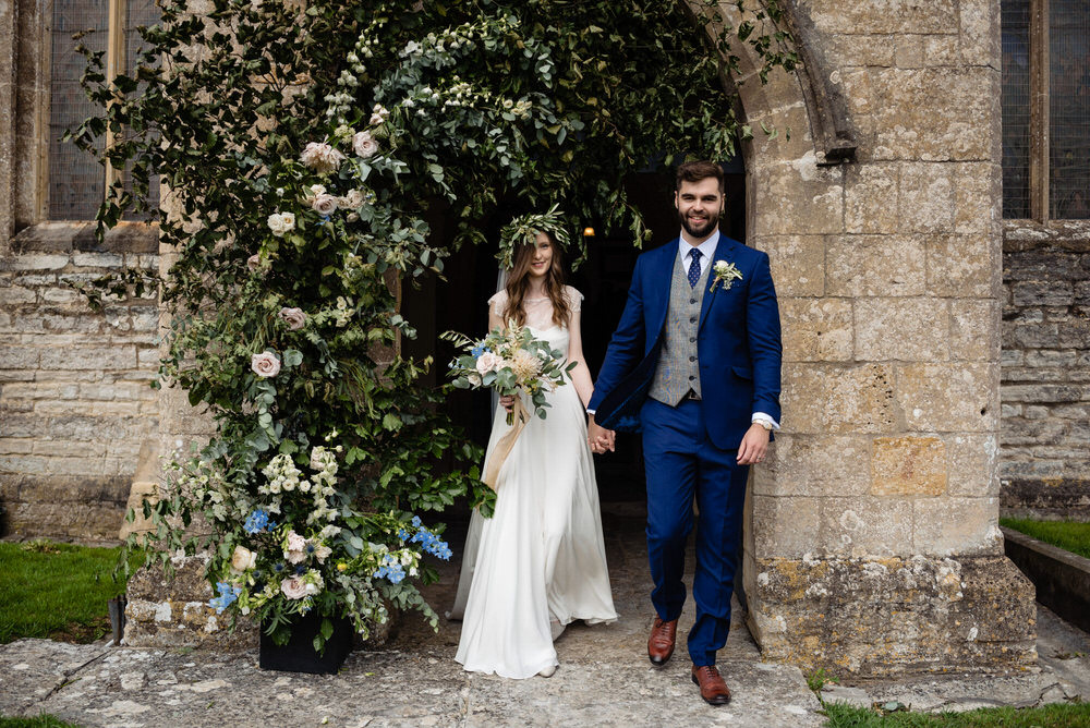 Classic Pennard House Wedding with Bride In Charlie Brear Wedding Dress and Flower Crown