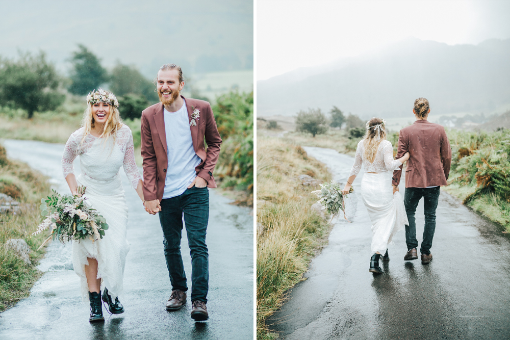 Lake District Elopement with Boho Bride in Crochet Wedding Dress
