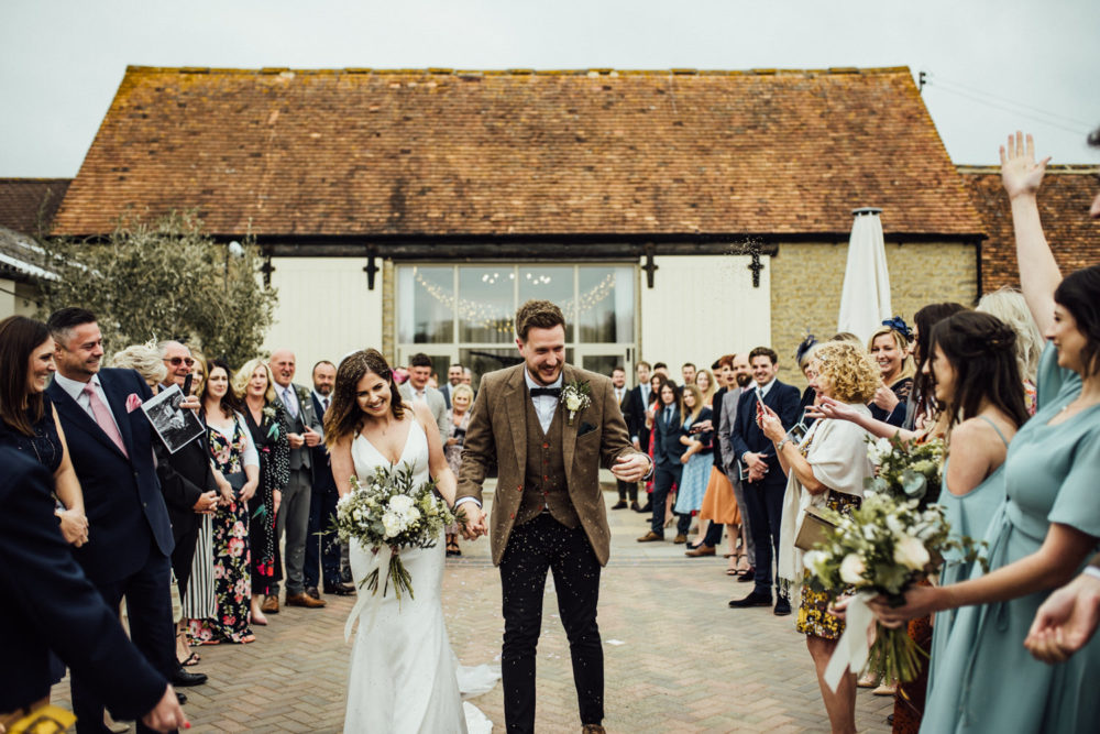 Oxfordshire Barn Wedding With Neon Signs & Sassi Holford Bride Dress