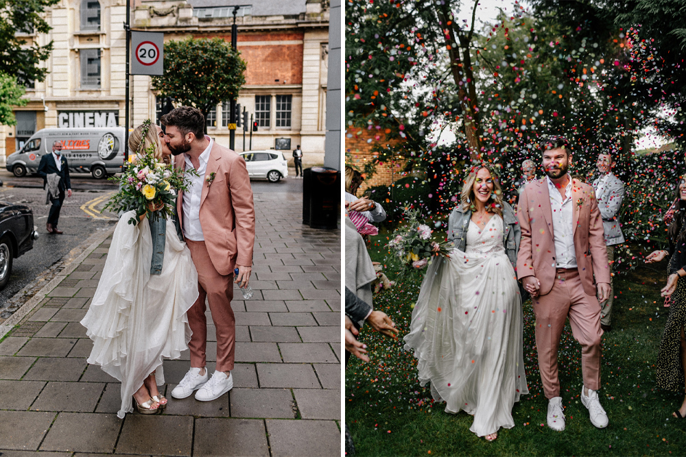 Hackney Town Hall Micro Wedding with Taco Food Truck & Pink Suit