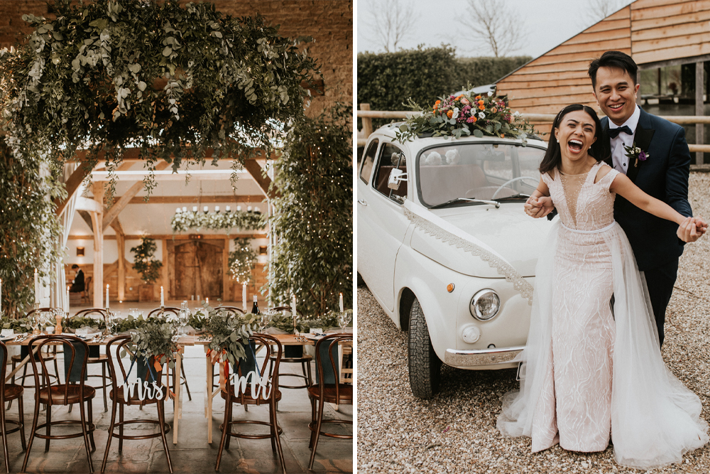 Cripps Barn Intimate Wedding with 25 Guests And Foliage Decor