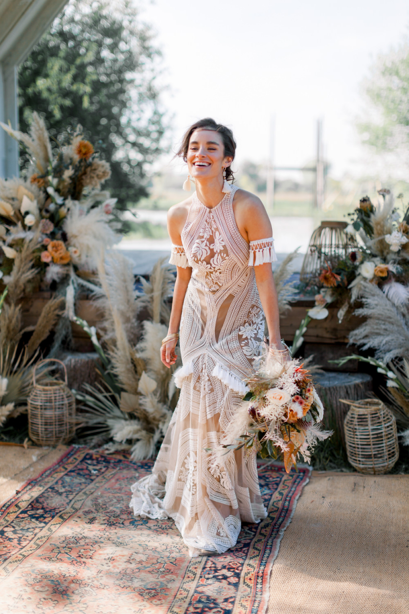 wedding dress with tassels