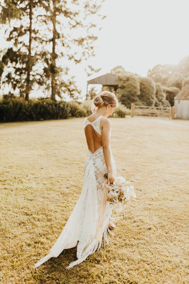 wedding dress with tassels