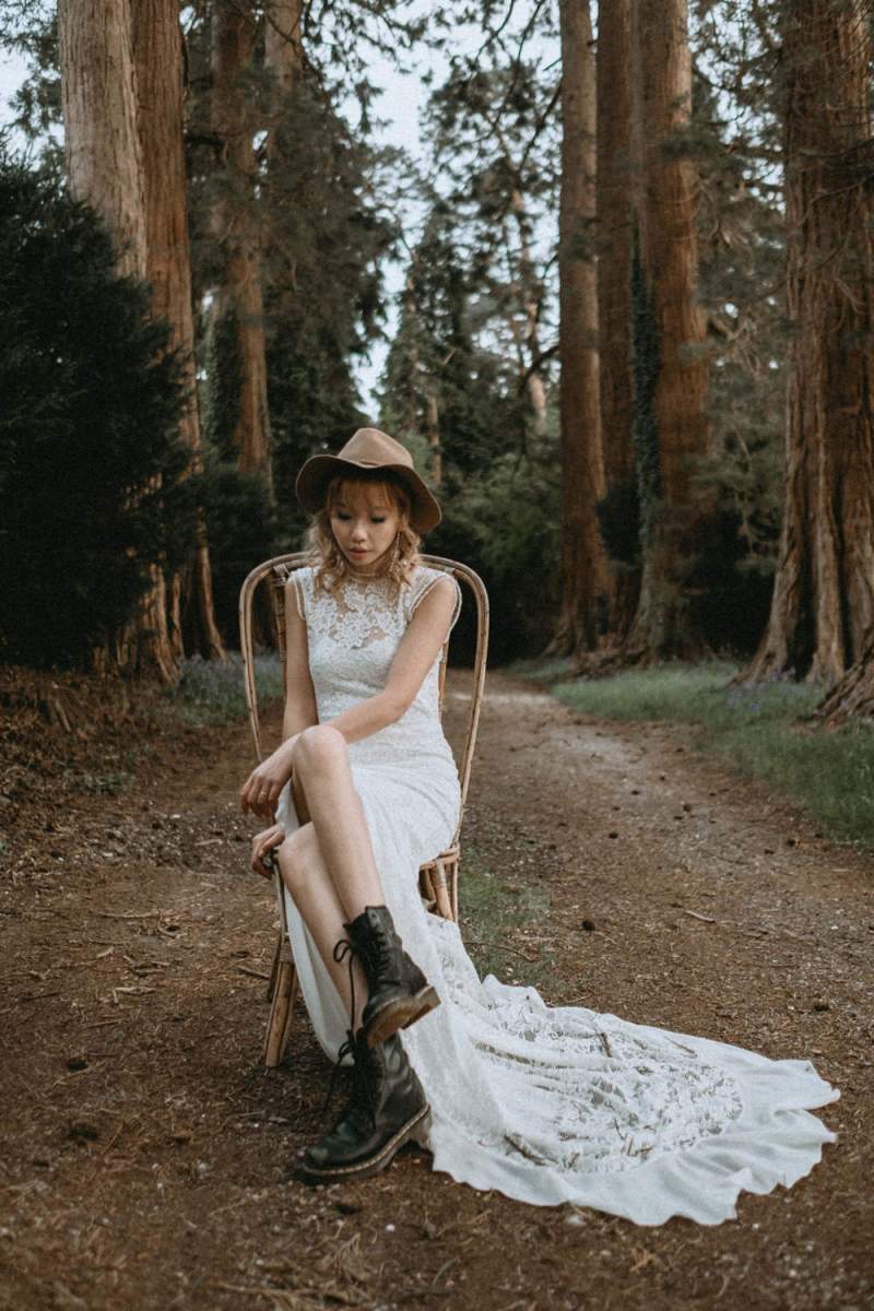 lace wedding dress with boots