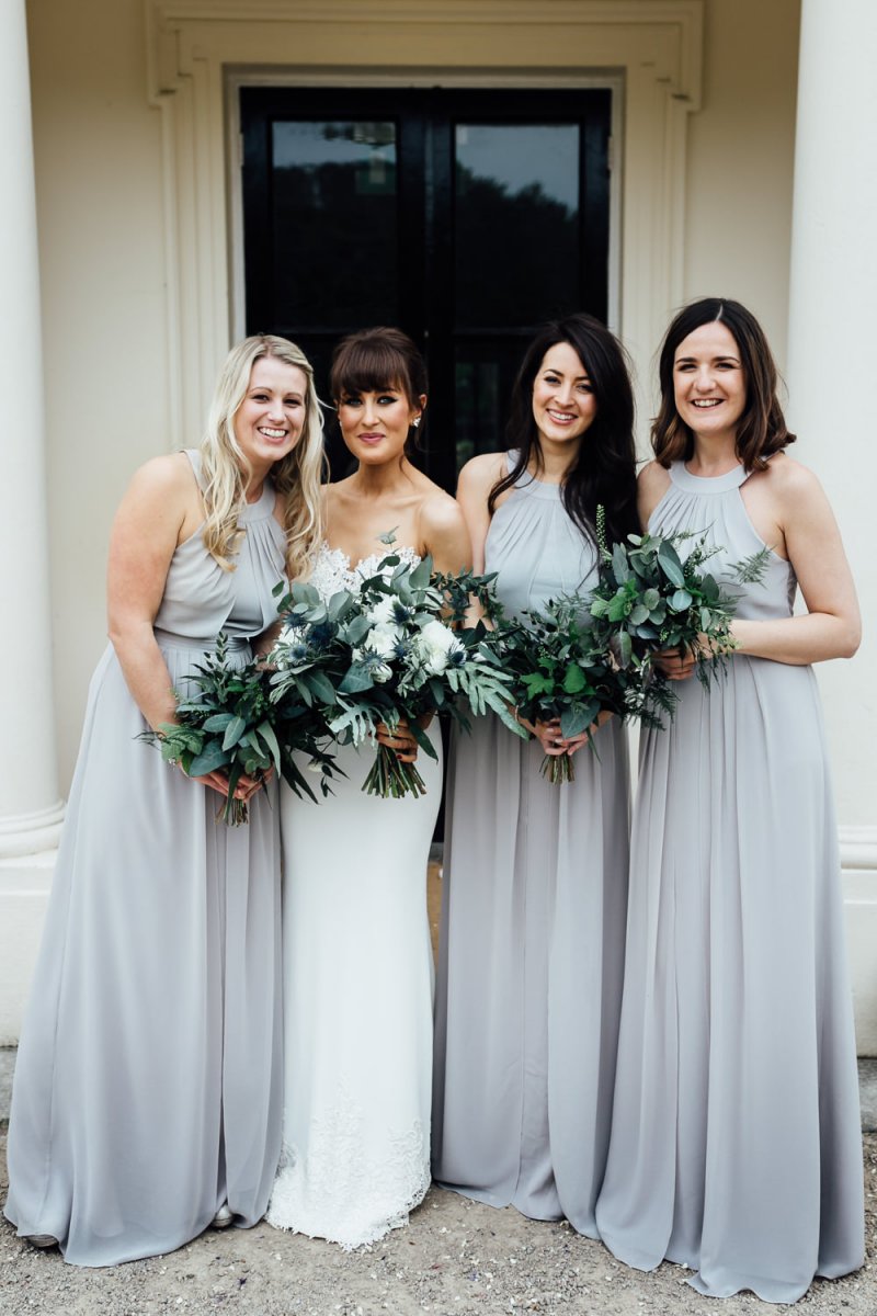 pastel grey bridesmaid dresses