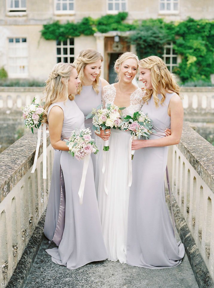 pastel grey bridesmaid dresses