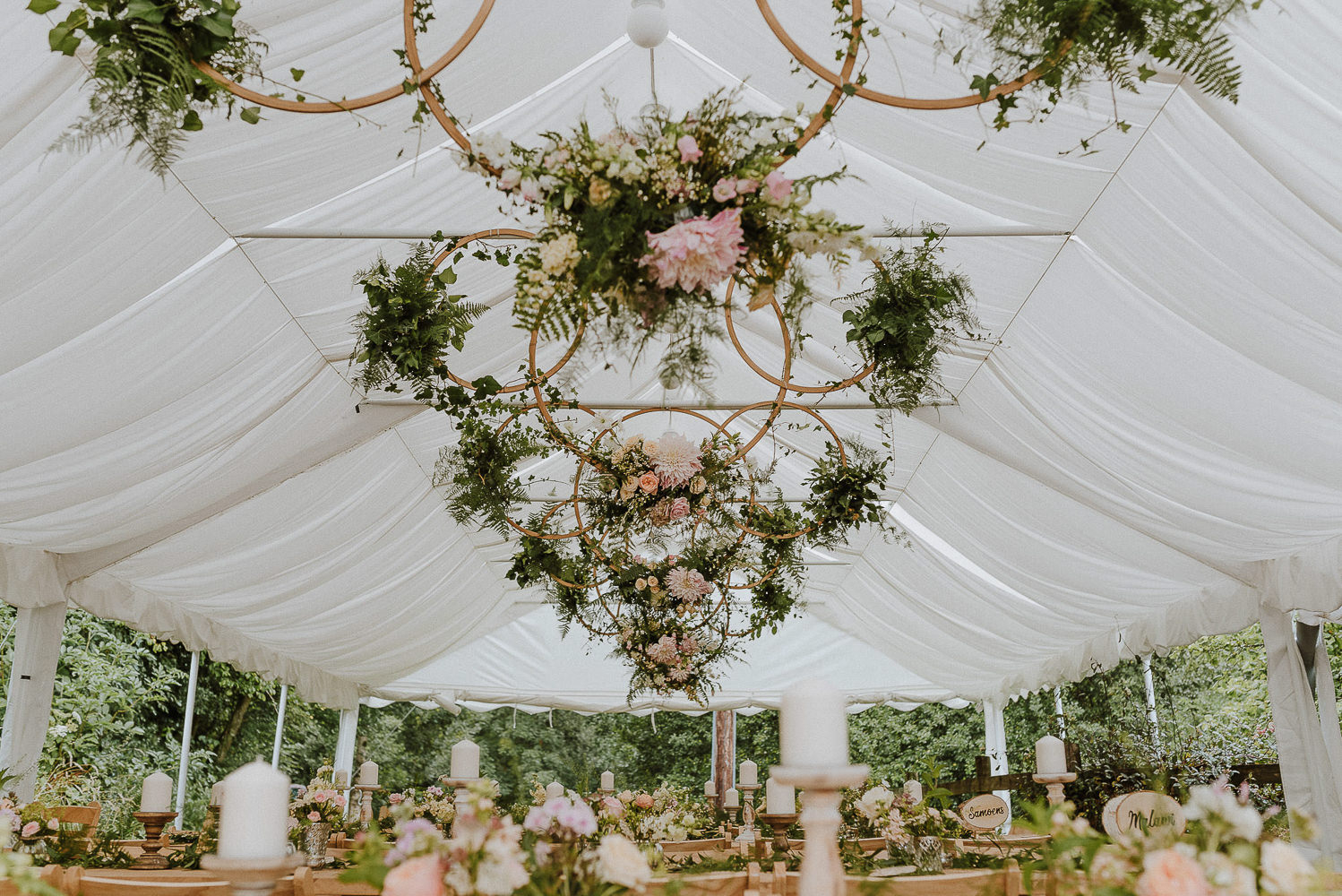 Rustic Wedding With Flower Hoop Decor At Streamcombe Farm