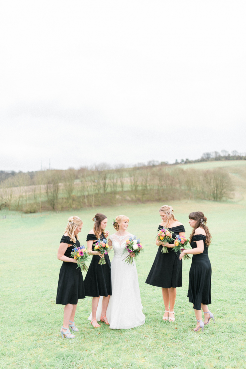 March Wedding at Wellington Barn with Black Bridesmaid Dresses