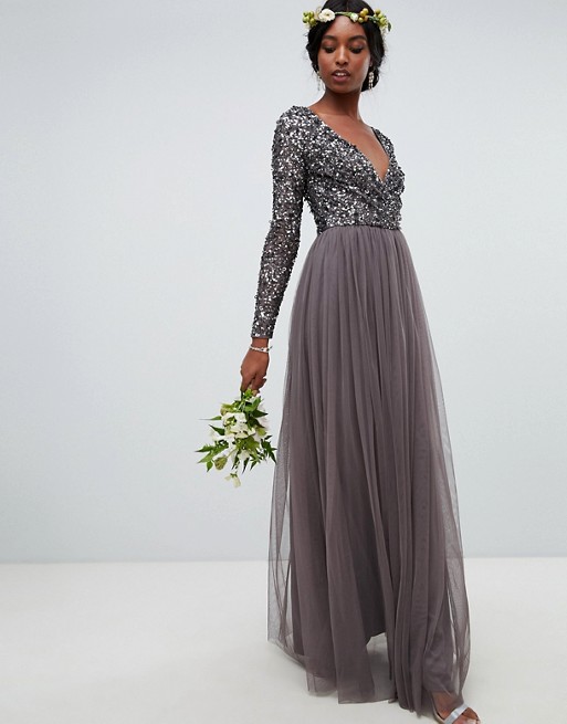 grey bardot bridesmaid dresses