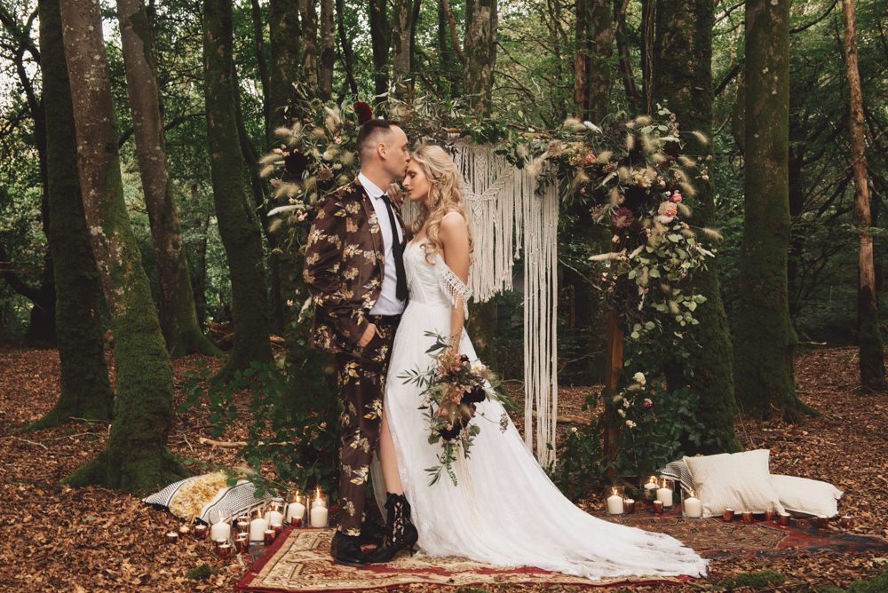 lace wedding dress with boots