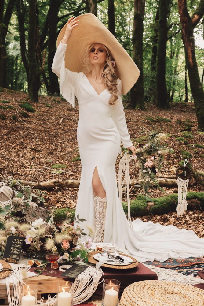 lace wedding dress with boots